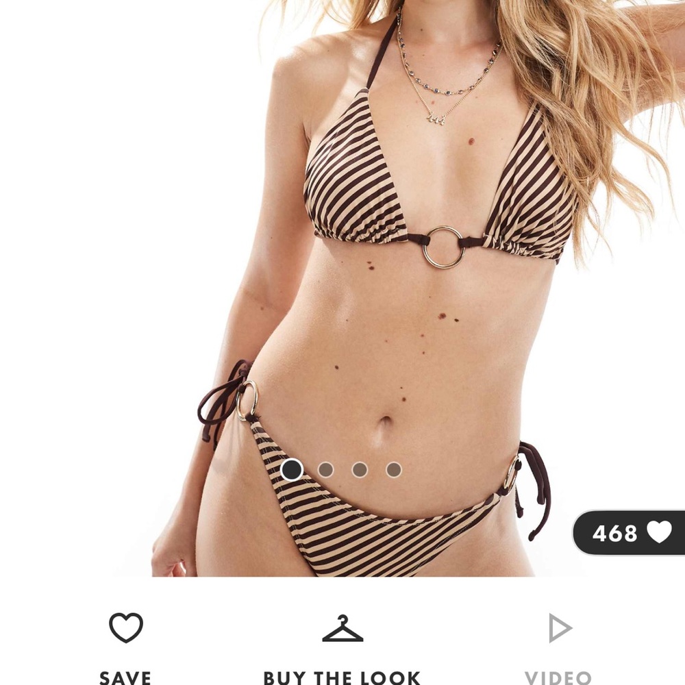 ASOS Brown and Black Striped Bikini TOP
